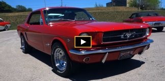 bright red 1965 ford mustang
