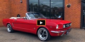 red and white 1966 mustang convertible
