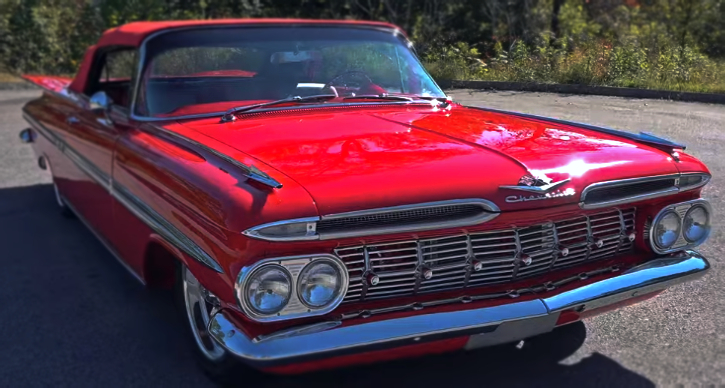 triple red 1959 chevy impala convertible