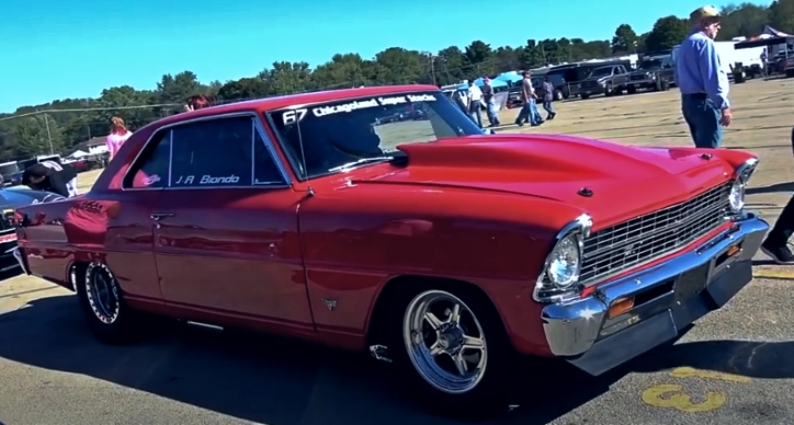 8 second procharged chevy nova drag racing