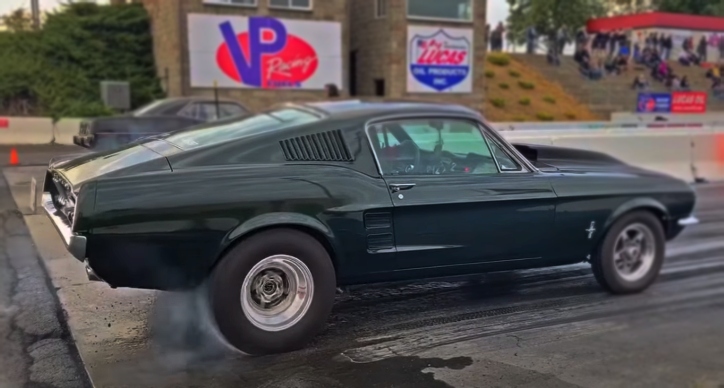 small block 1967 mustang fastback drag racing