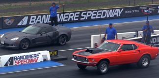 1969 mustang vs grand sport corvette rag racing 1/4 mile