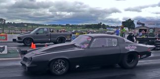second generation chevy camaro drag racing at JEGS