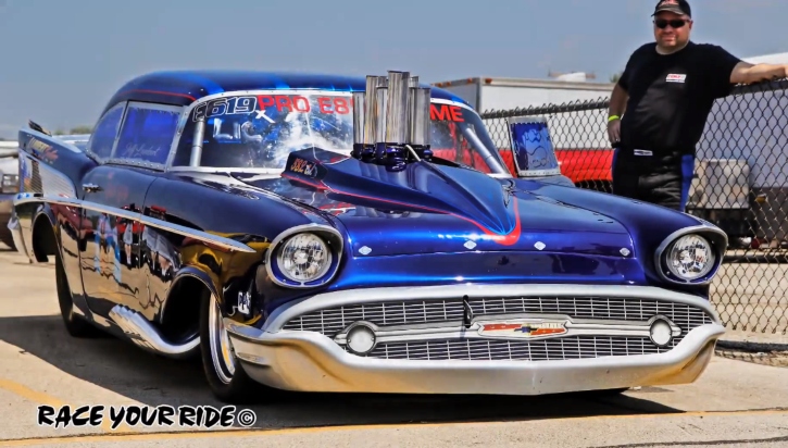 big block '57 chevy drag racing