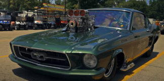 blown small block ford mustang drag car