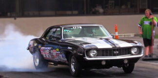 wheelstanding 1969 chevrolet camaro drag racing