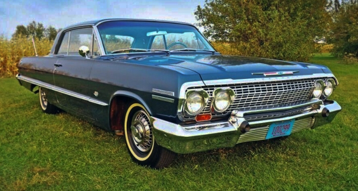 deep blue 1963 chevrolet impala ss