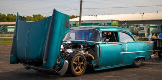 55 chevy so boss at drag week