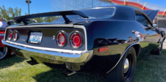 black on black 1974 plymouth cuda 340