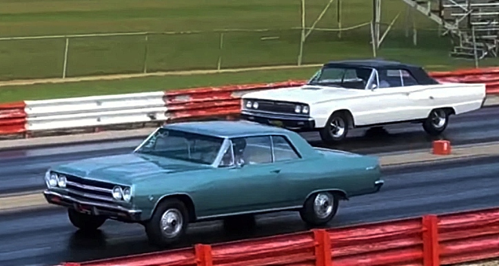 chevy malibu 327 vs dodge coronet 440 drag race