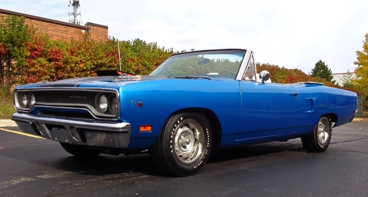 b5 blue 1970 plymouth road runner convertible 