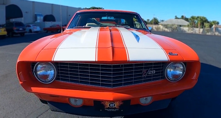 orange 1969 chevy camaro z/28