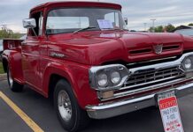 red 1960 ford f100 truck