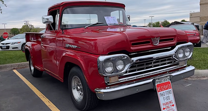 red 1960 ford f100 truck