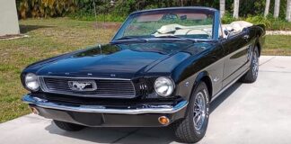 black 1966 ford mustang convertible restored