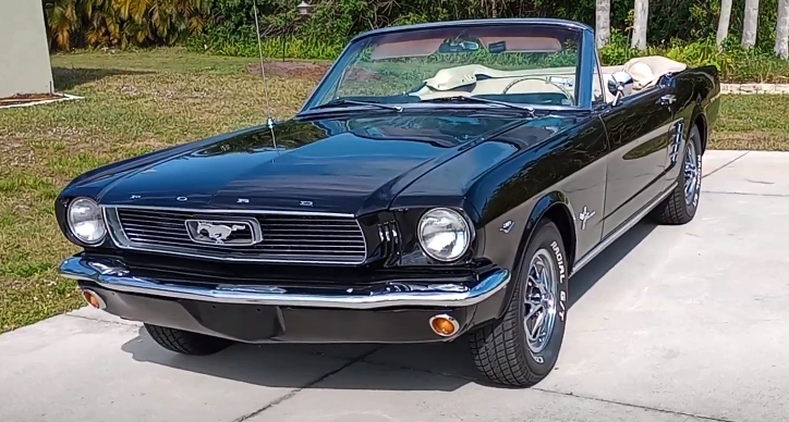 black 1966 ford mustang convertible restored